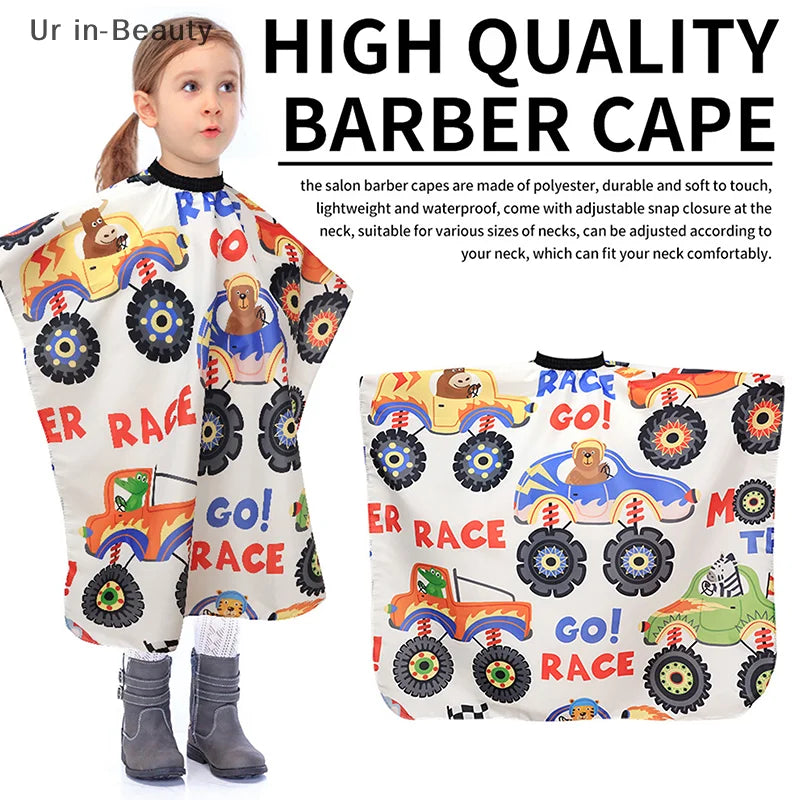 Kids Cartoon Car Haircut Hairdresser Cape Professional Hair-Cut Salon Barber Wrap Cutting Gown Hair Care Styling Supplies