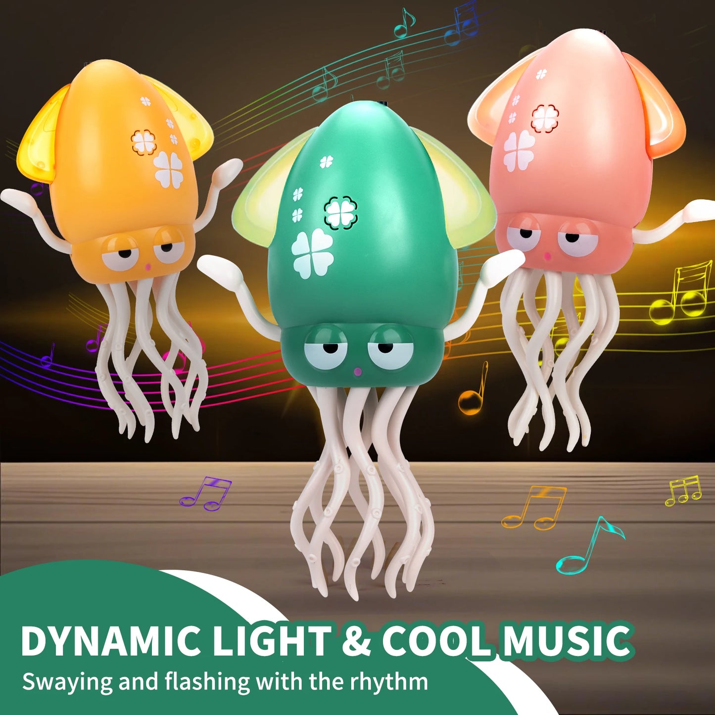 Electronic Dancing Squid Toys with Light&Music Funny Induction Lying Flat Squid Toddler Interactive Development Tummy Time Gifts