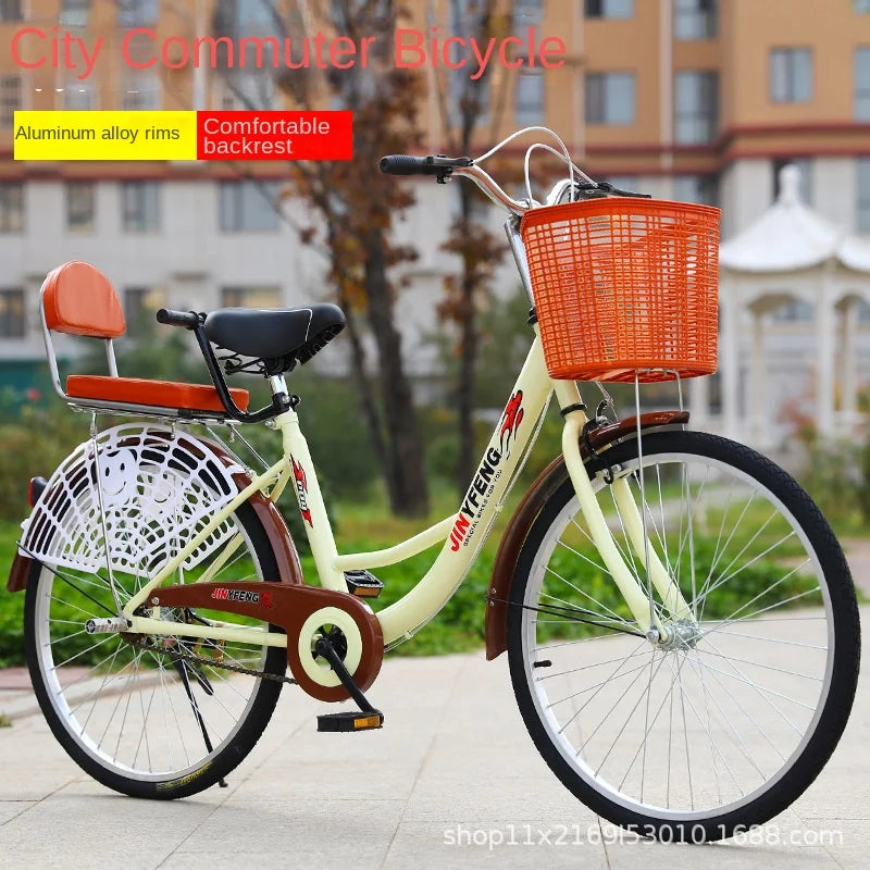 Women's Bicycle Women's 24 Inch Lightweight Commuting Bike Men's Ordinary Adult Student City Lady Commuter Bike Pedal Bike