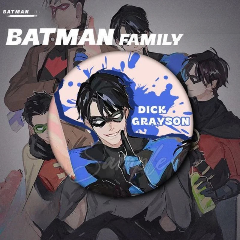 DC Batman Bruce Wayne Damian Wayne Jason Todd Anime Peripherals Badges Personality Cool Student Gifts Tinplate Brooch Pendants