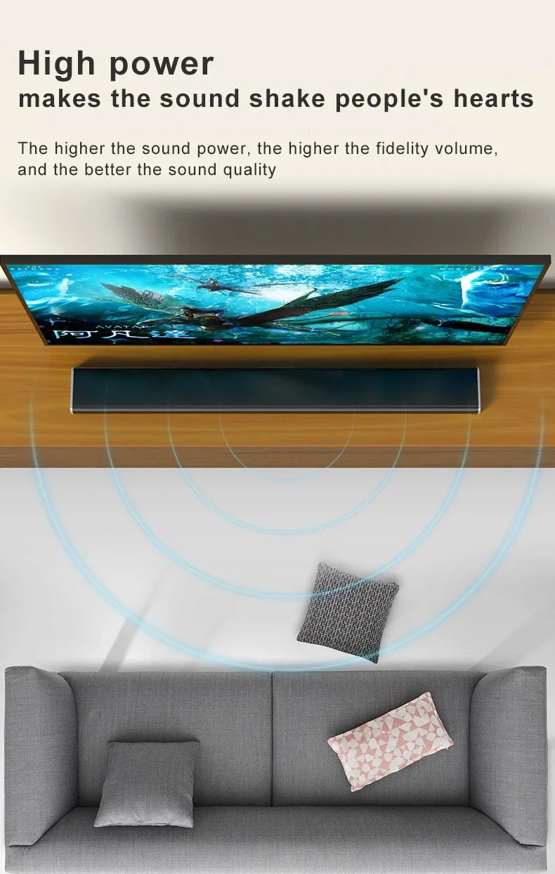 Home Theater Echo Wall TV Speaker 99cm Long With Dual Bass Speaker Cinema Bluetooth Speaker Multifunctional 9D Surround Speaker