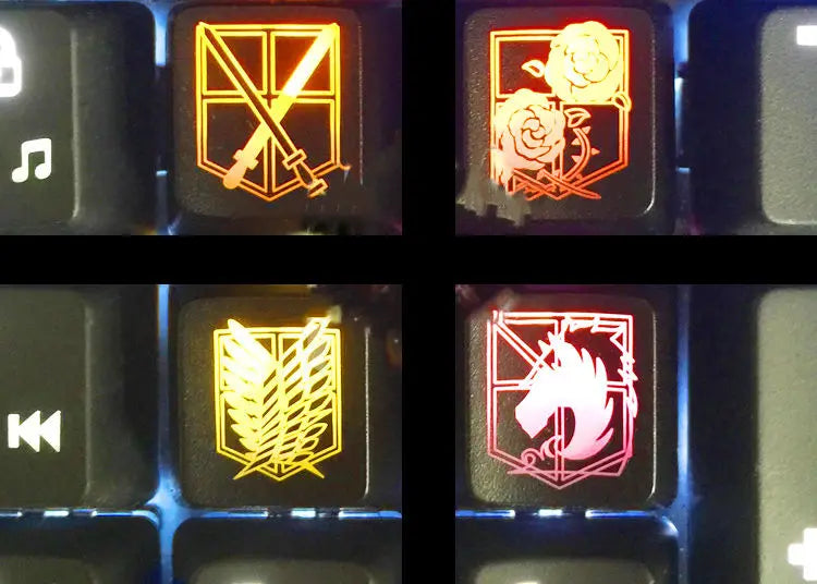 Cartoon anime peripheral Attack On Titan black translucent light keycap mechanical keyboard replacement key ABS material