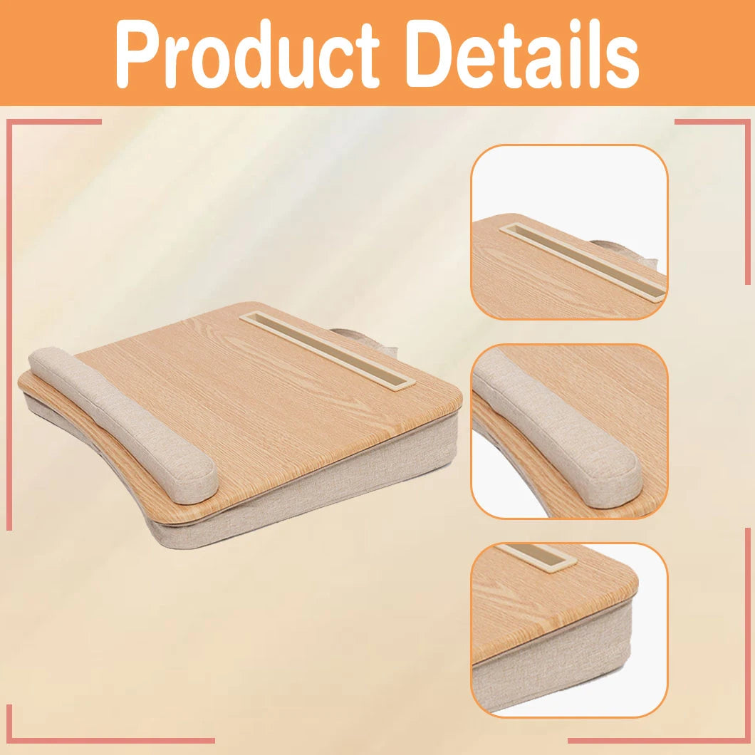 1pc Portable Lap Laptop Desk with Pillow Cushion, Fits up to 15.6 inch Laptop, with Anti-Slip Strip & Storage Function for Home