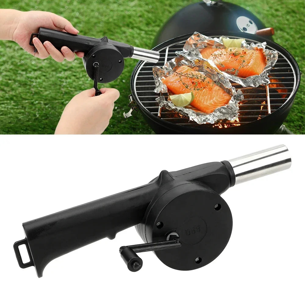 Portable Barbecue Fan BBQ Tools Fire Bellows Tools BBQ Accessories Hand-cranked Air Blower Picnic Camping Accessories