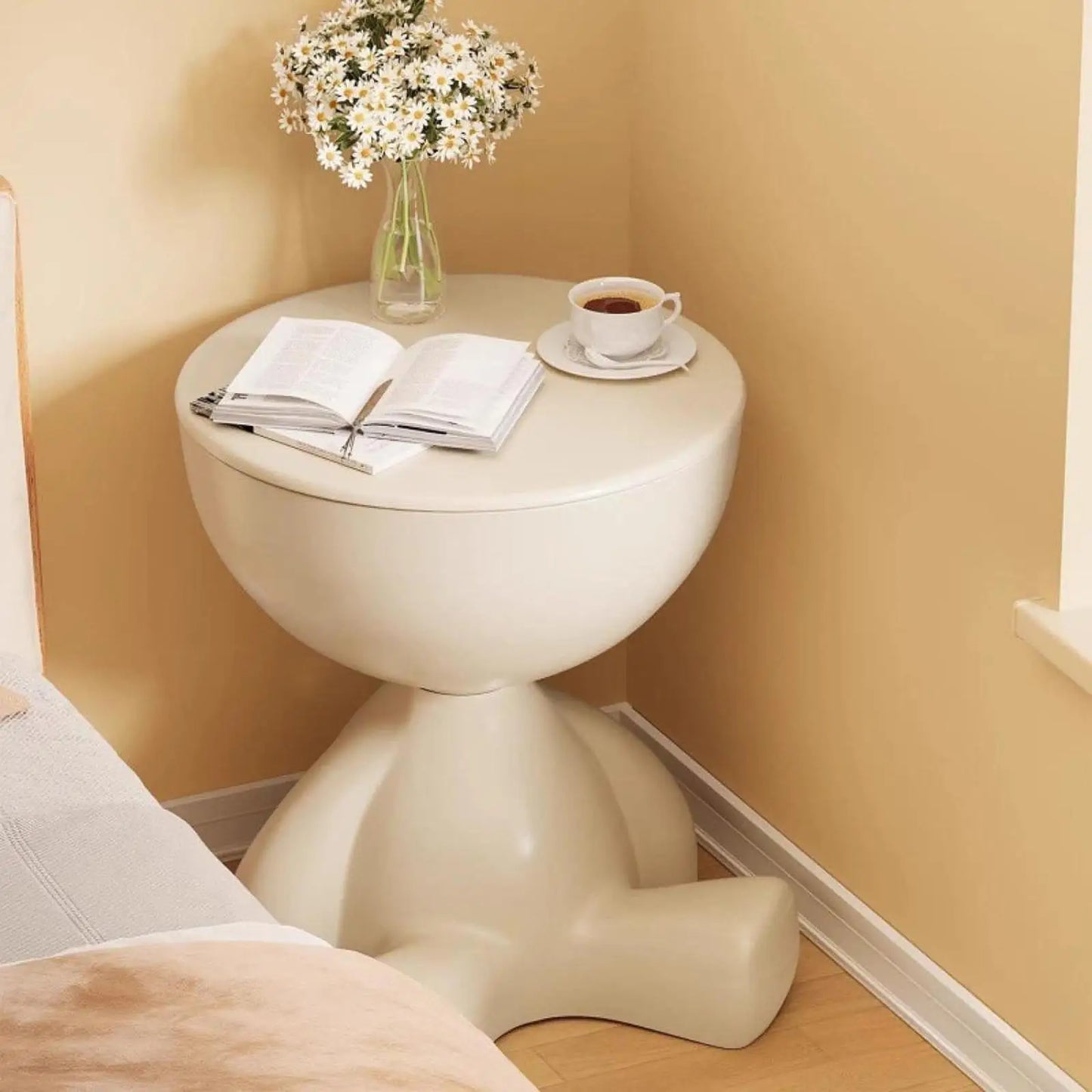 Creative Side End Table Flat Head Bedside Table Household Sofa Side Rack Bedroom Balcony Movable Mini Table Small Apartment Tea