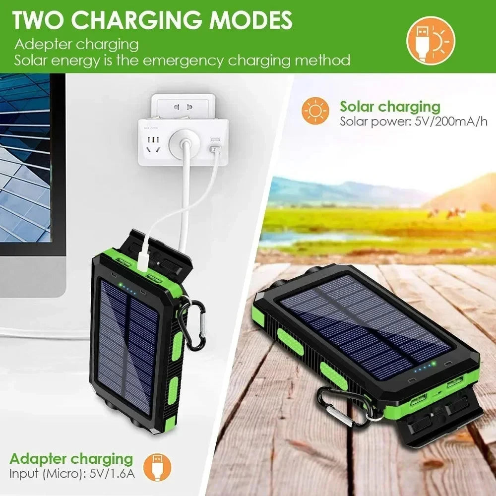 Solar Power Bank 30000mAh Portable Charging Poverbank External Battery Charger Strong Light LDE Light for huawei iphone xiaomi