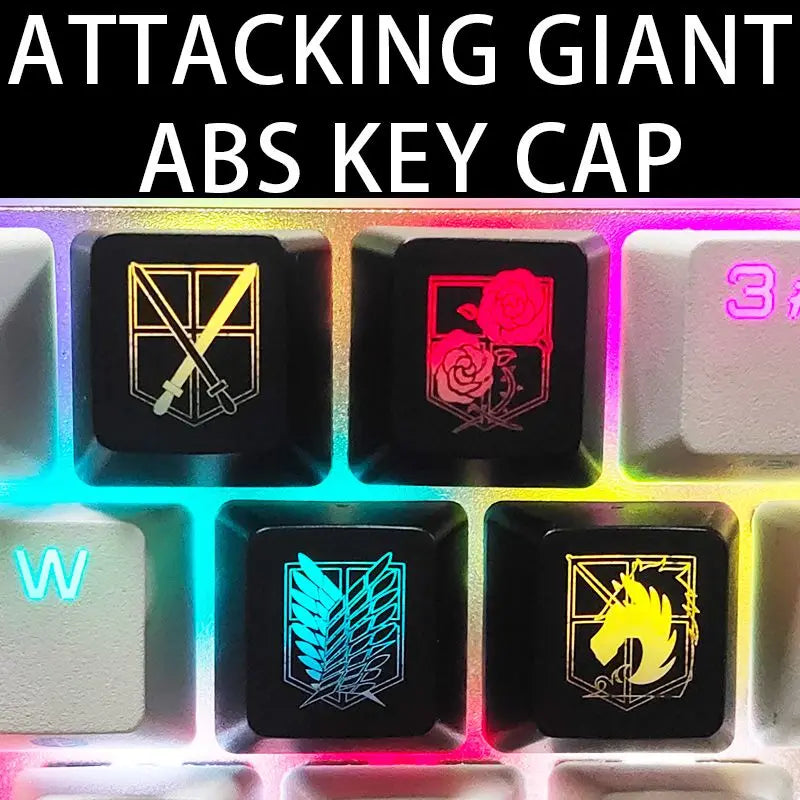 Cartoon anime peripheral Attack On Titan black translucent light keycap mechanical keyboard replacement key ABS material