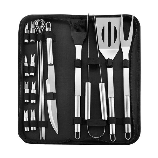 BBQ Grill Set, Outdoor Portable Woven Handbag Barbecue Tools