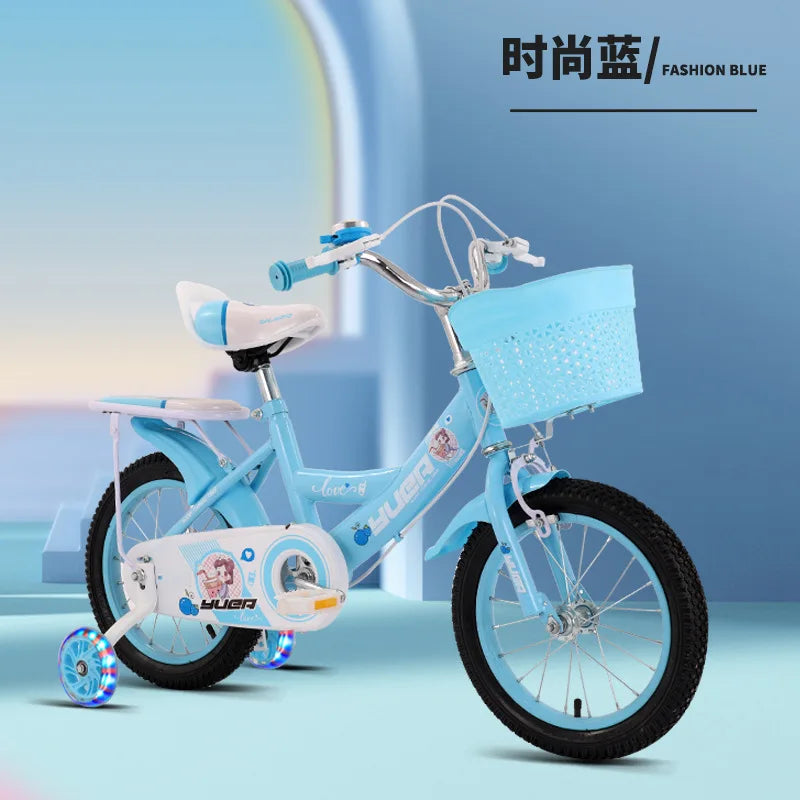 Children's Bicycle With Auxiliary Wheels With Basket High Carbon Steel Frame 12/14/16/18/20 Inch Bike For 2 To 10 Years Old Kids
