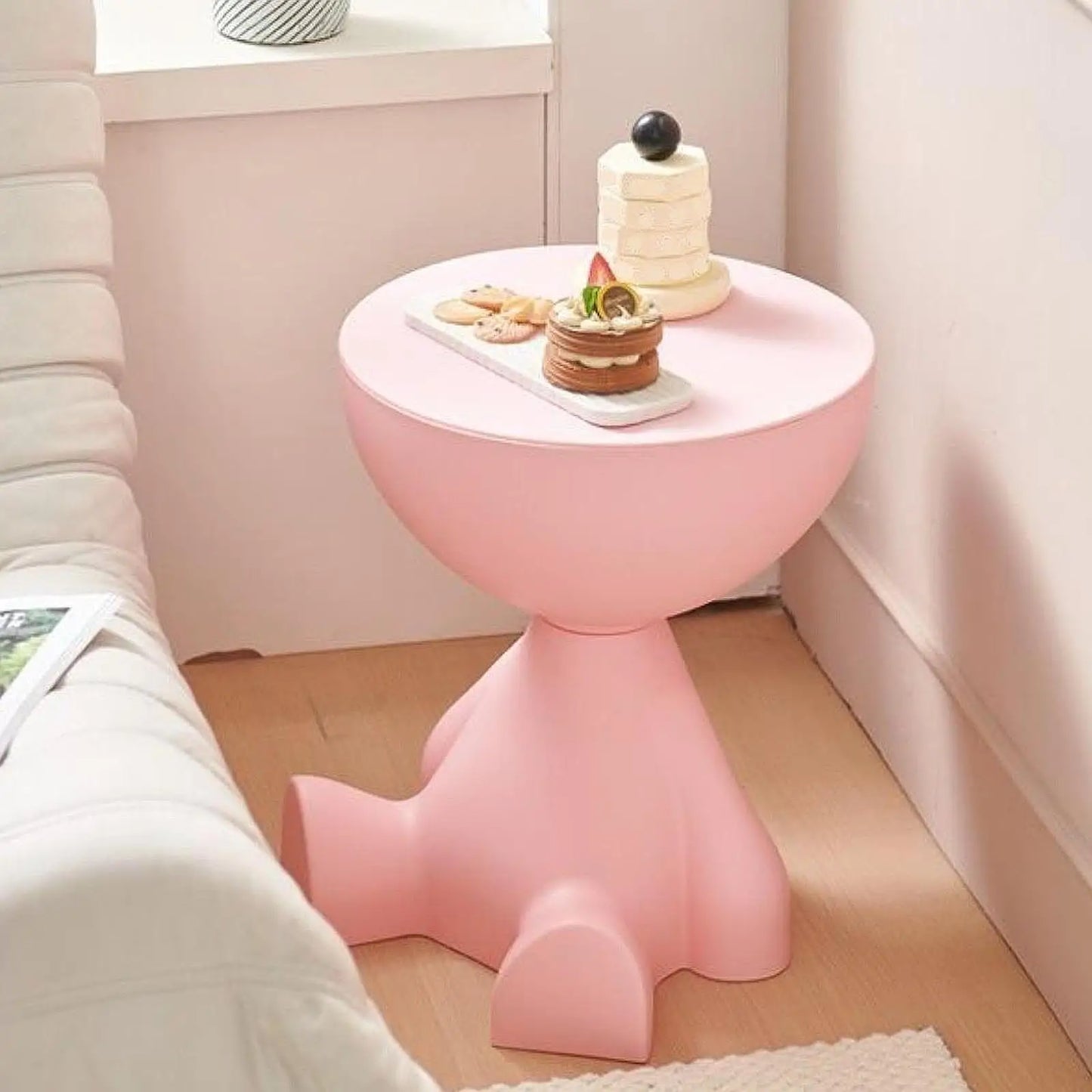 Creative Side End Table Flat Head Bedside Table Household Sofa Side Rack Bedroom Balcony Movable Mini Table Small Apartment Tea