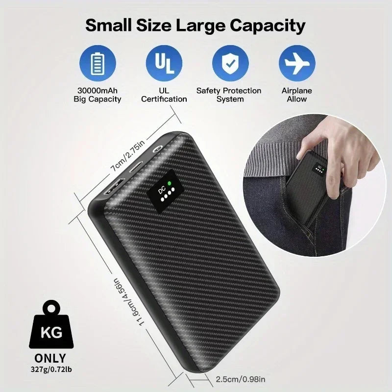PowerBank 7.4V DC 30000/40000mAh Battery Bank Portable Mobile Power Supply for Heating Jacket Gloves Electric Heating Equipment