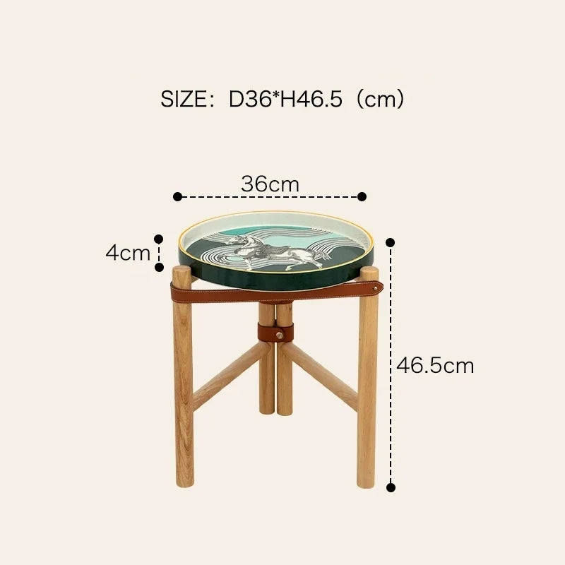 For Coffee Table, Living Room Sofa Side Table, Ceramic Tray, Solid Wood Tea Table, Creative Storage Desk, Nordic Furniture