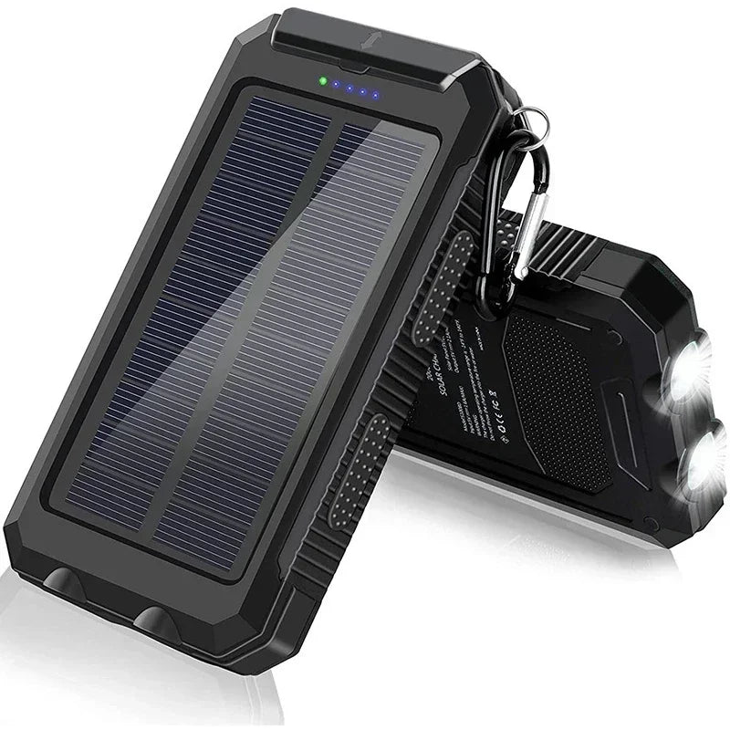 Solar Power Bank 30000mAh Portable Charging Poverbank External Battery Charger Strong Light LDE Light for huawei iphone xiaomi