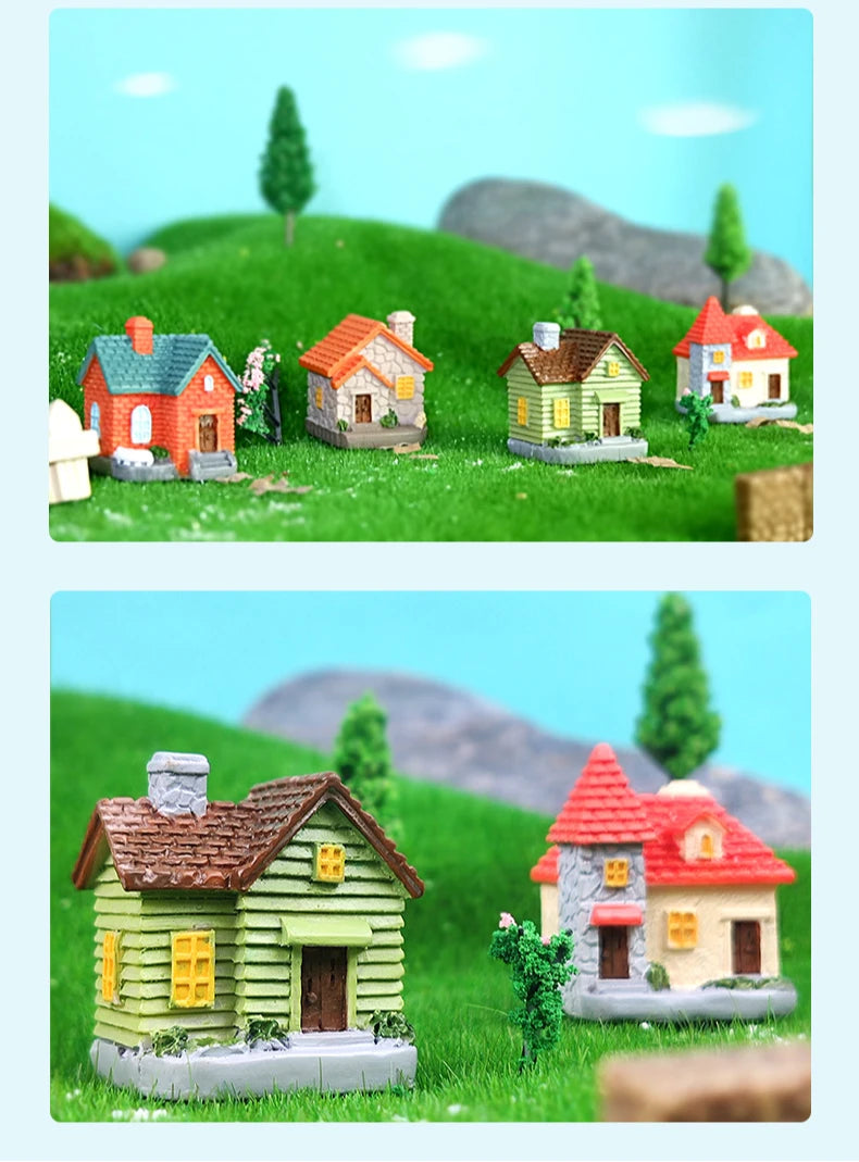 Decor Resin Ornament Miniature Fairy Garden House Villa Miniature Landscape Bonsai Decor Outdoor DIY Dolls House Decoration