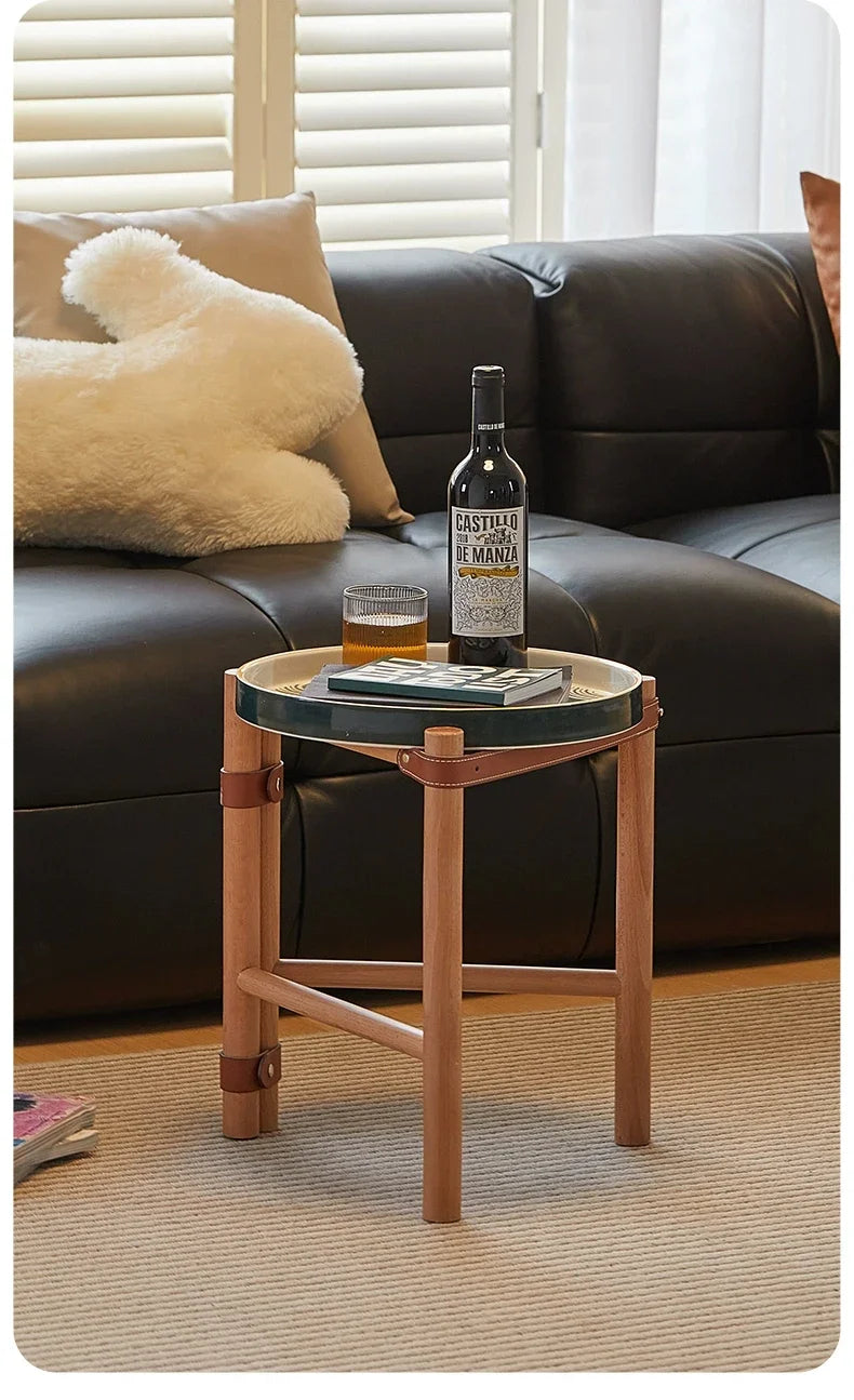 For Coffee Table, Living Room Sofa Side Table, Ceramic Tray, Solid Wood Tea Table, Creative Storage Desk, Nordic Furniture