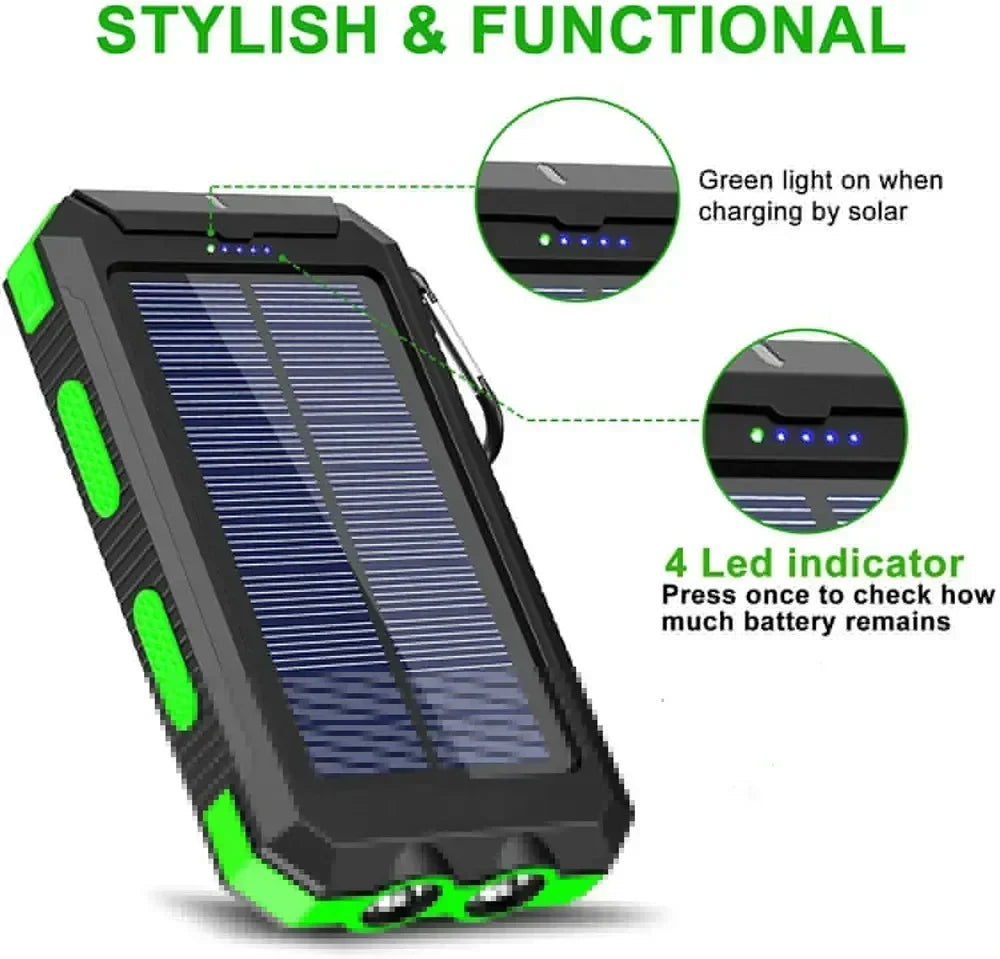 Solar Power Bank 30000mAh Portable Charging Poverbank External Battery Charger Strong Light LDE Light for huawei iphone xiaomi