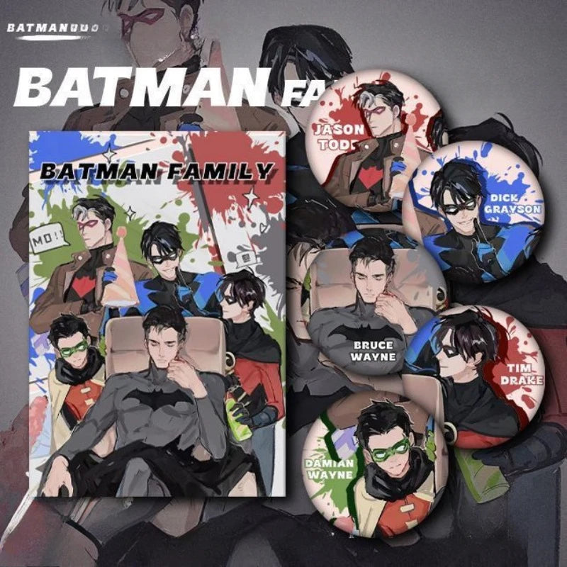 DC Batman Bruce Wayne Damian Wayne Jason Todd Anime Peripherals Badges Personality Cool Student Gifts Tinplate Brooch Pendants