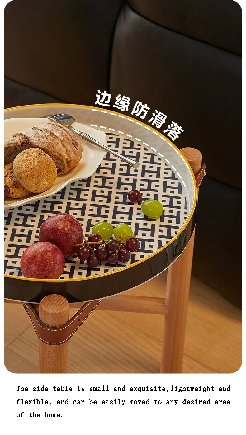 For Coffee Table, Living Room Sofa Side Table, Ceramic Tray, Solid Wood Tea Table, Creative Storage Desk, Nordic Furniture