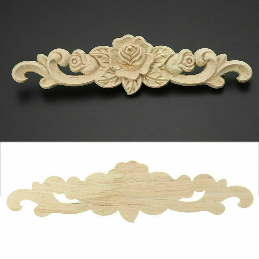 20X5cm Woodcarving Decal Exquisite Classical Wooden Decoration Inlaid With Flower Lines Edges Wooden Furniture Decor Accessories