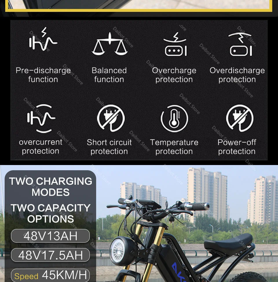 20 Inch Mountain electric bicycle For Mens Fat Tire Aluminium Alloy eBike 750W 48V Beach Snow eBikes For Adults Max Speed 45