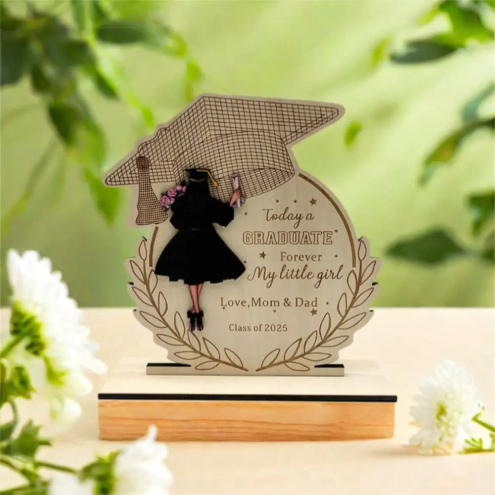 Desktop Decor Wooden Graduation Ornament Rustic Durable Home Decoration Ornament Handmade Creative Graduation Gift Festival