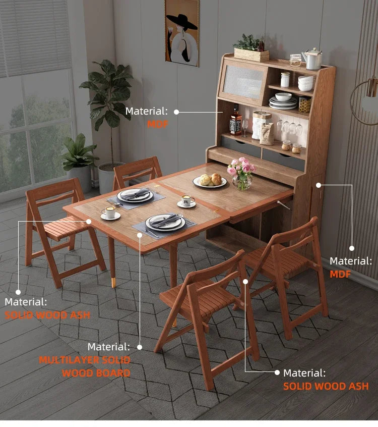 Modern Dining Room Furniture Set Mesa De Comedor Folding Extend Cabinet Foldable Dining Table Adjustable Esstisch Wooden