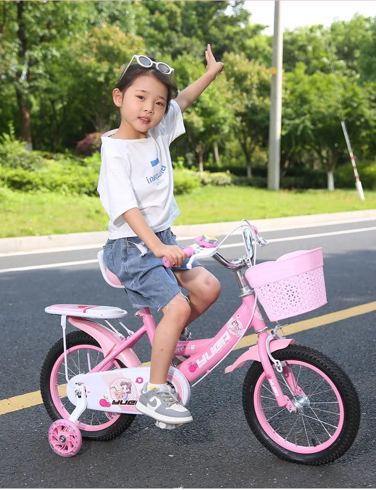 Children's Bicycle With Auxiliary Wheels With Basket High Carbon Steel Frame 12/14/16/18/20 Inch Bike For 2 To 10 Years Old Kids