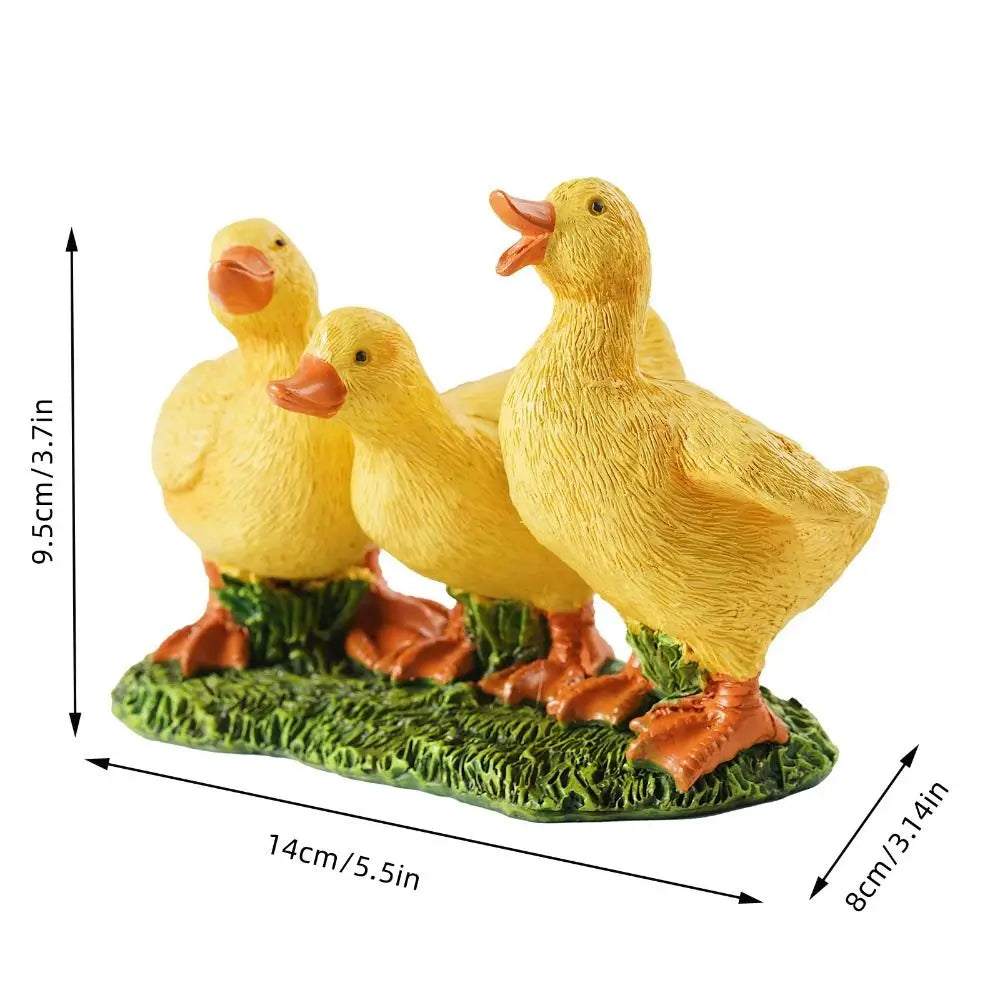 Garden Decor Resin Three Ducks Statue Cartoon Decorative Ducks Sculpture Cute Desktop Ornament Living Room