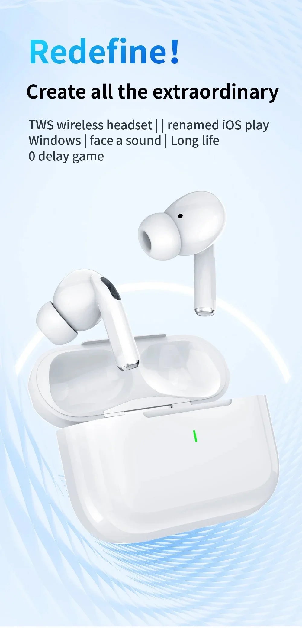 Hot sales Air Pro True Wireless Bluetooth Earphones Headphones HiFi Sound Low Latency Noise Reduction Earbuds for IPhone Android