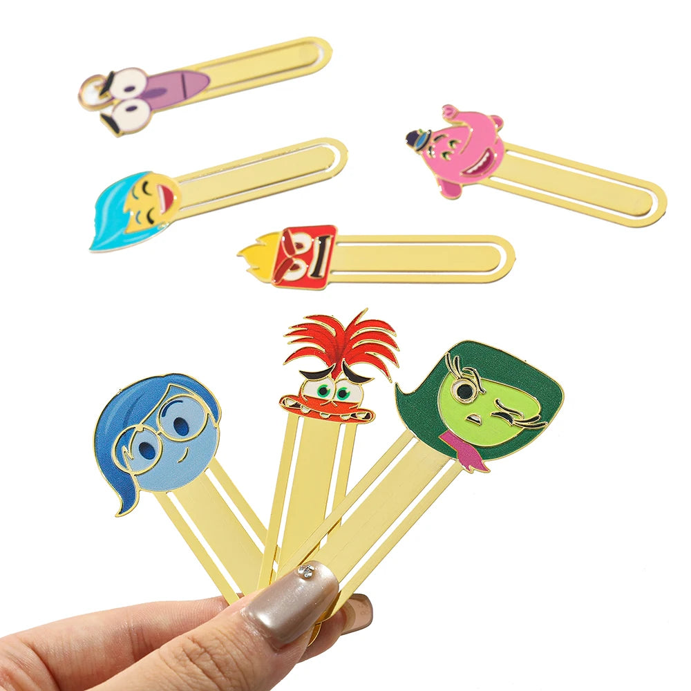 Anime Inside Out Movie Periphery Bookmark Cartoon Joy Sadness Anger Disgust Fear Metal Bookmark School Stationery Supplies