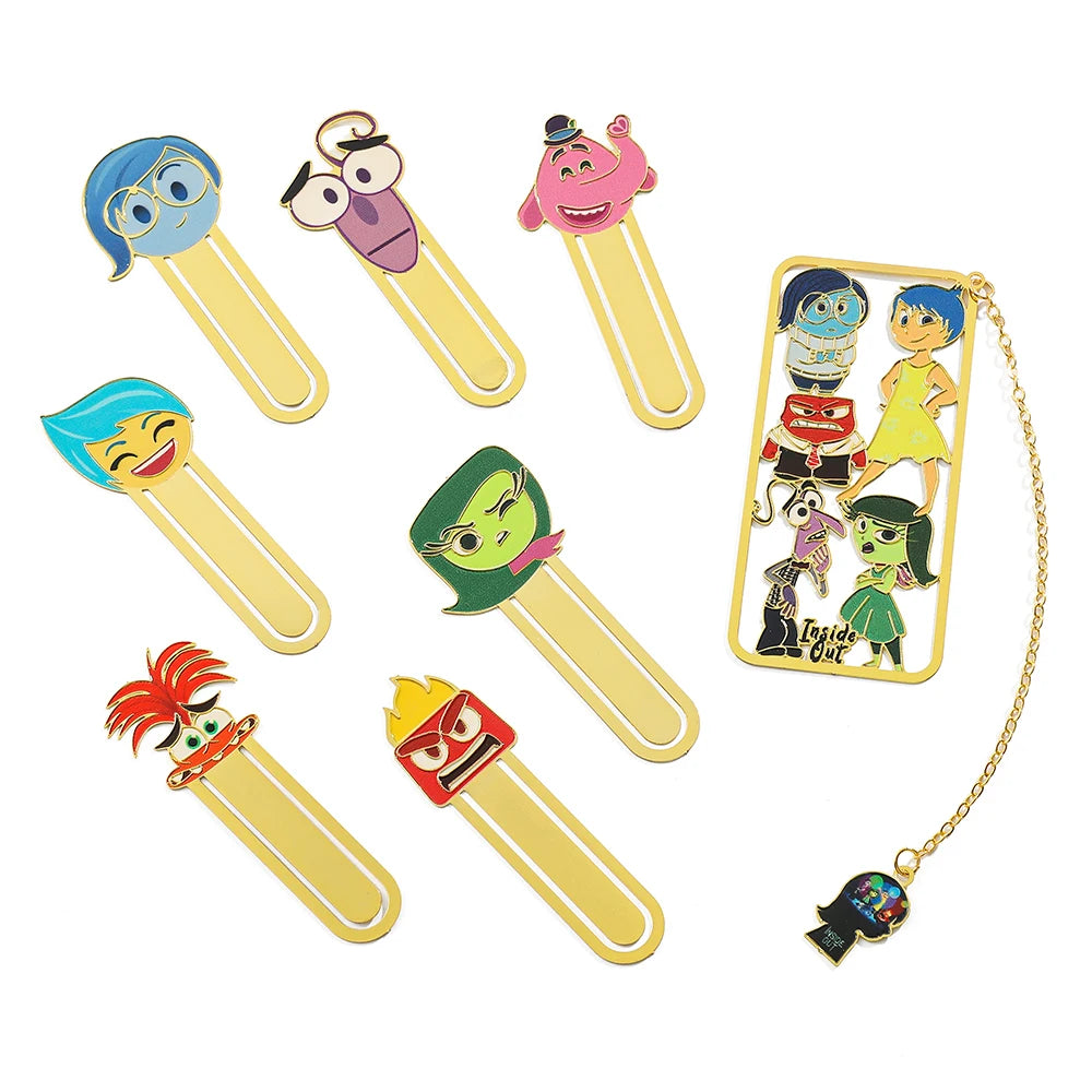 Anime Inside Out Movie Periphery Bookmark Cartoon Joy Sadness Anger Disgust Fear Metal Bookmark School Stationery Supplies