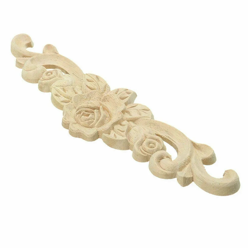 20X5cm Woodcarving Decal Exquisite Classical Wooden Decoration Inlaid With Flower Lines Edges Wooden Furniture Decor Accessories