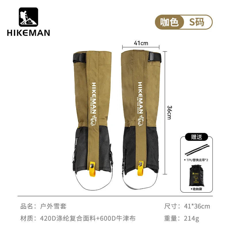 HIKEMAN Outdoor Leg Gaiters for Hiking Skiing Snow Sand Protection Durable Unisex Trekking Camping Gear