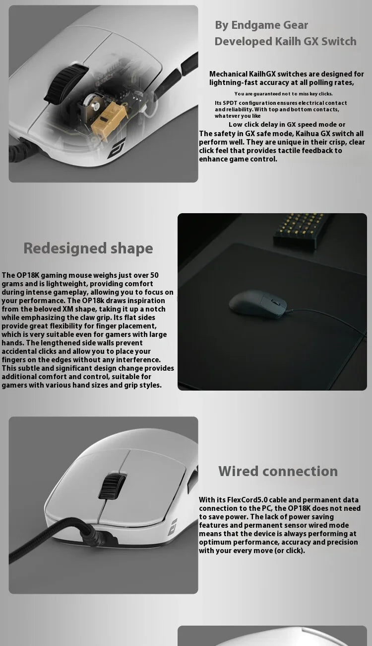 Endgame Gear Op1 8k Mouse Wired E-Sports Gaming Mouse Custom Paw3395 8000hz Lightweight Mouse Accessory for Desktop Computer