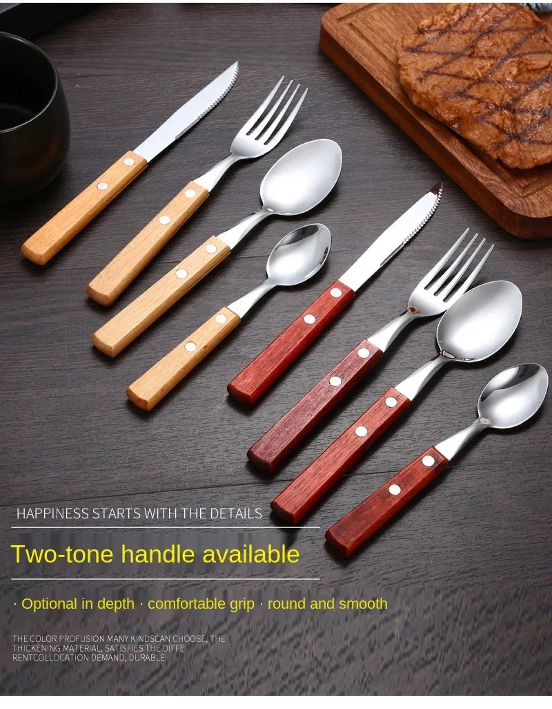 Kitchen Tableware Stainless Steel Luxury Western Dinner Set Gold Silver Cutlery Fork Spoon Knife