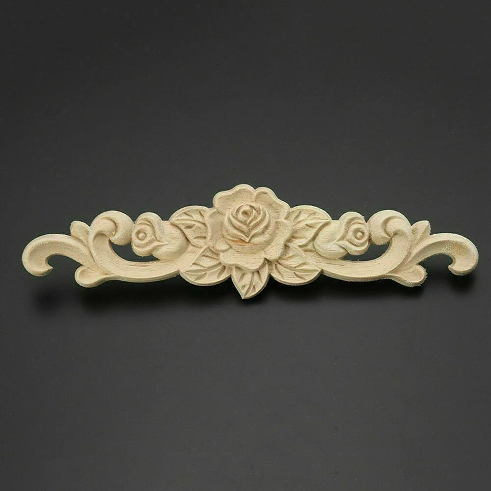 20X5cm Woodcarving Decal Exquisite Classical Wooden Decoration Inlaid With Flower Lines Edges Wooden Furniture Decor Accessories