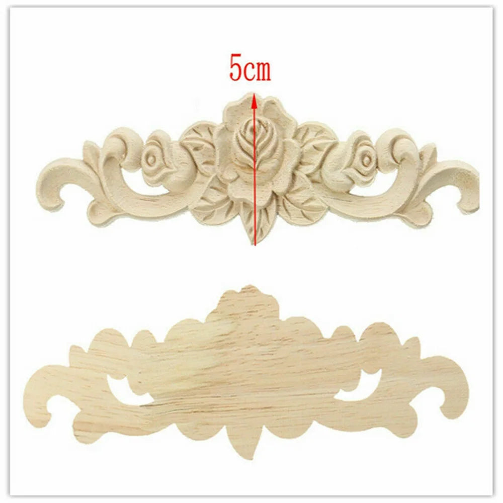 20X5cm Woodcarving Decal Exquisite Classical Wooden Decoration Inlaid With Flower Lines Edges Wooden Furniture Decor Accessories