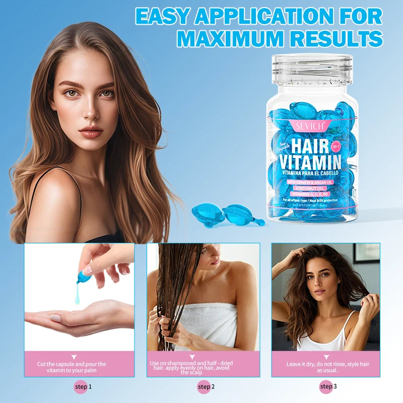 Hair Care Capsules Repairing Keratin Complex Serum Oil Frizzy Hair Moisturizing Hair Oil Smoothing Nourishing Hair Care Essence