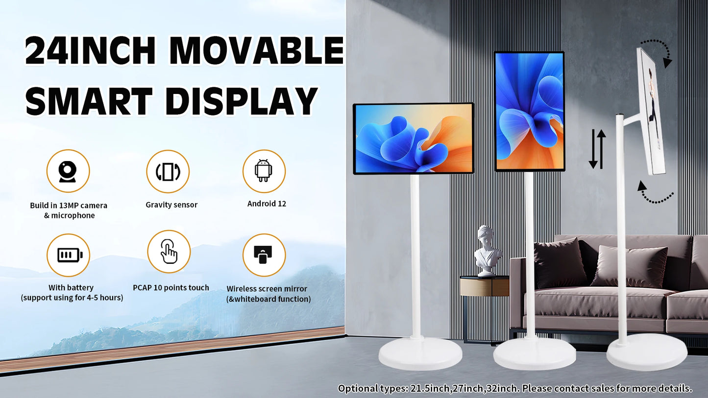 24Portable TV, Customizable Screen, Wireless Projection Screen, Smart Screen, Fitness, Live Stream, Entertainment Friend Machine