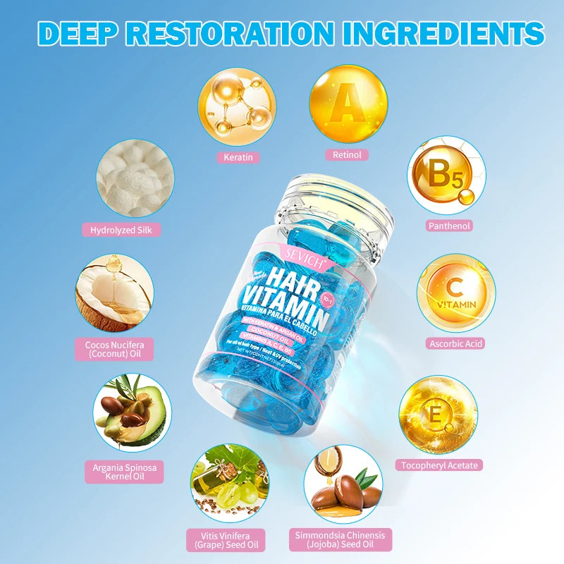 Hair Care Capsules Repairing Keratin Complex Serum Oil Frizzy Hair Moisturizing Hair Oil Smoothing Nourishing Hair Care Essence