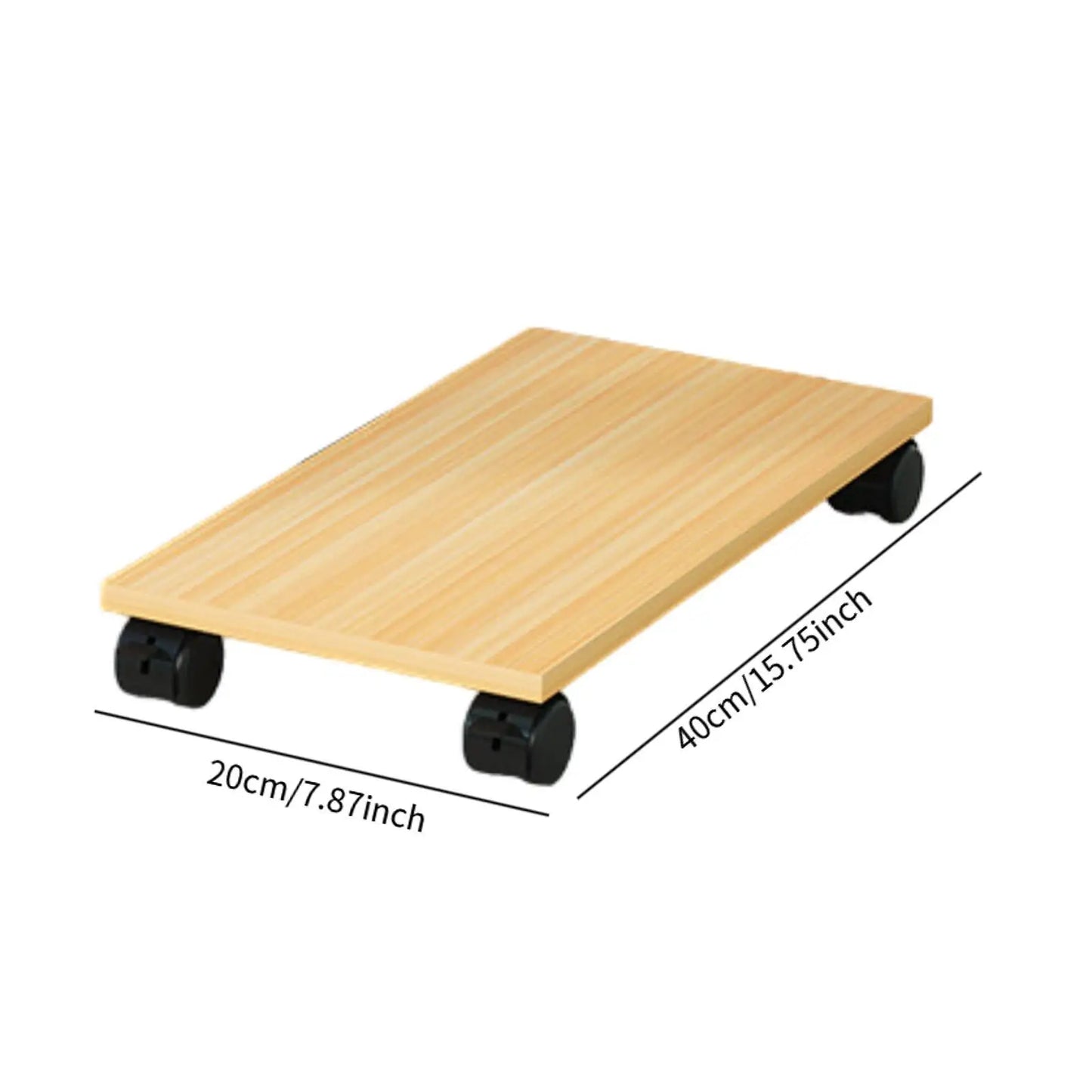 Desktop CPU Wooden Rolling Stand with 4 Caster Wheels Practical Sturdy Portable PC Stand Computer Case Stand for Desktop Tower