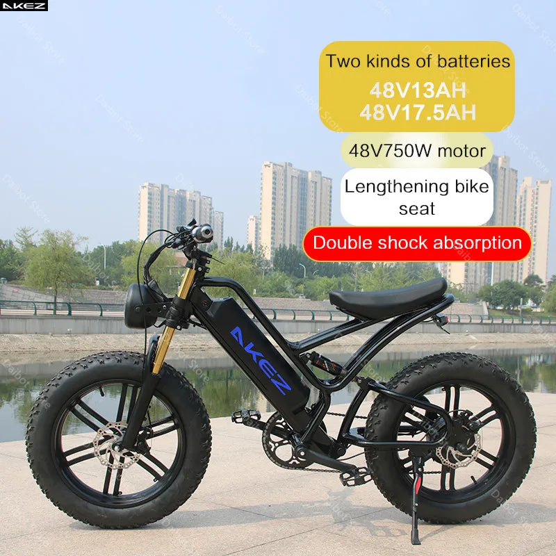 20 Inch Mountain electric bicycle For Mens Fat Tire Aluminium Alloy eBike 750W 48V Beach Snow eBikes For Adults Max Speed 45