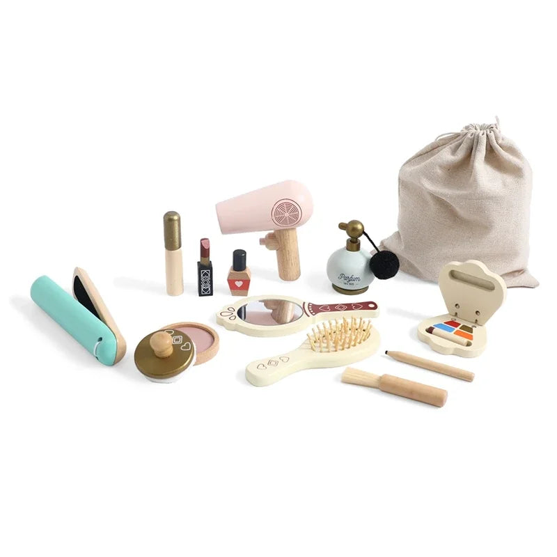 Wooden Baby Toys Simulation Cosmetics Set Pretend Makeup Toys Girls Playing House Game Children Early Education Montessori Toys