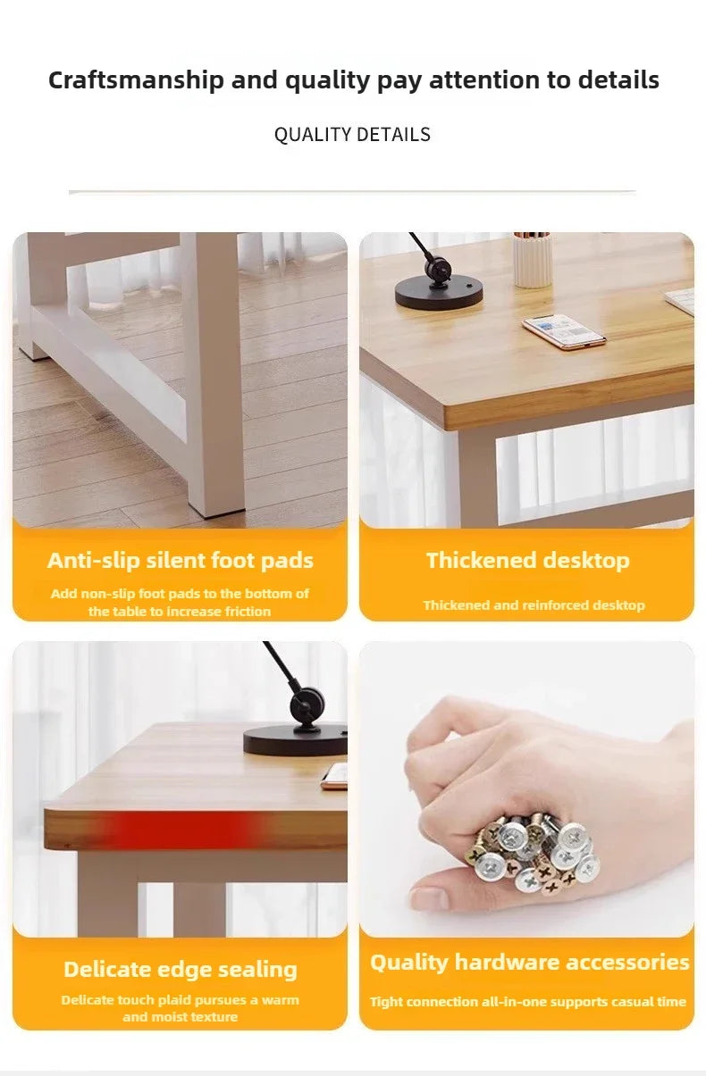 Solid Wood Computer Desktop Desk for Home Use, Simple Writing Desk for Students, Workbench, Long Strip,rental House, Small Table