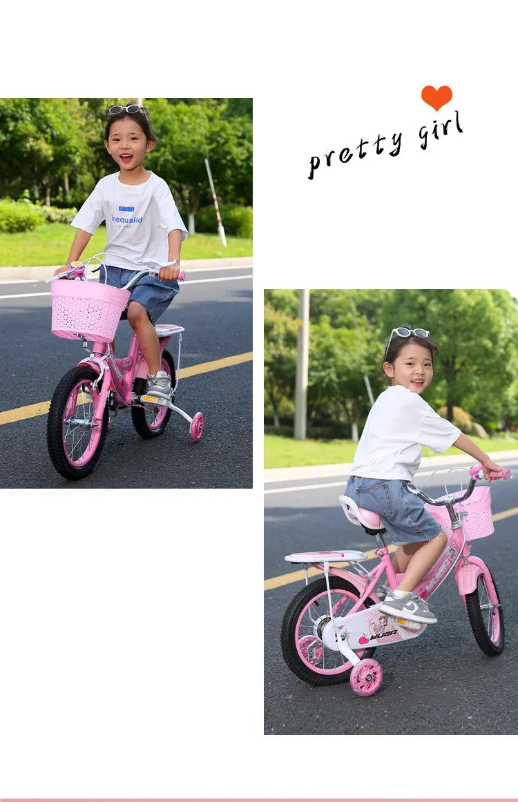 Children's Bicycle With Auxiliary Wheels With Basket High Carbon Steel Frame 12/14/16/18/20 Inch Bike For 2 To 10 Years Old Kids