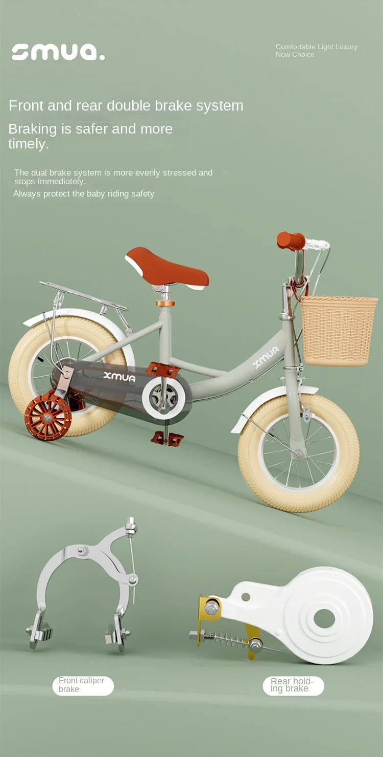 children's bicycle, 2-3-5-6-7-9 years old boys and girls buggy early education, double brake, safe, stable and light, new