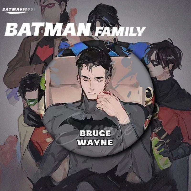 DC Batman Bruce Wayne Damian Wayne Jason Todd Anime Peripherals Badges Personality Cool Student Gifts Tinplate Brooch Pendants