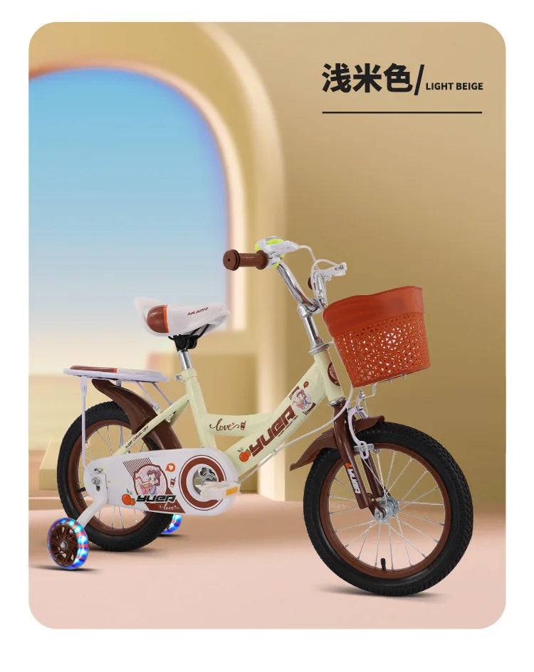 Children's Bicycle With Auxiliary Wheels With Basket High Carbon Steel Frame 12/14/16/18/20 Inch Bike For 2 To 10 Years Old Kids