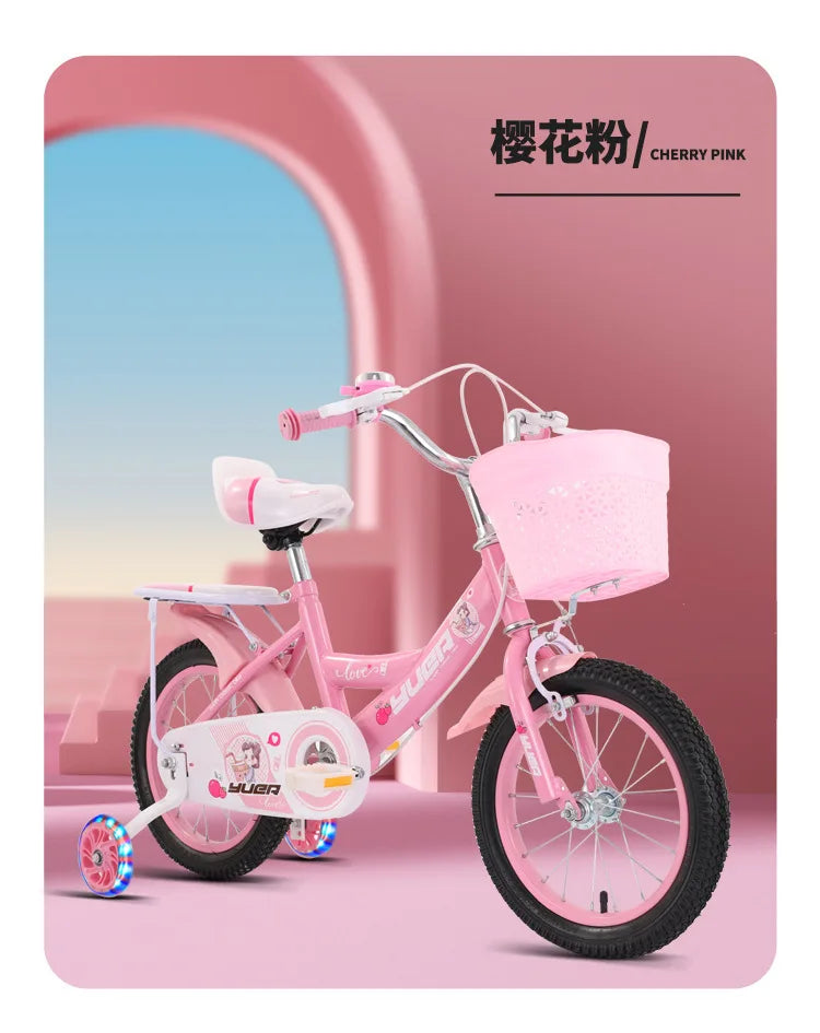 Children's Bicycle With Auxiliary Wheels With Basket High Carbon Steel Frame 12/14/16/18/20 Inch Bike For 2 To 10 Years Old Kids