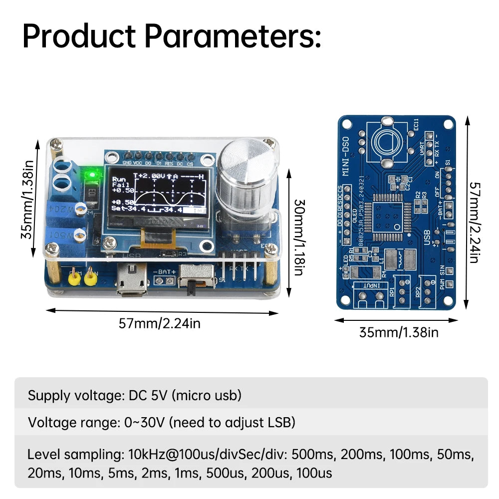 Digital Oscilloscope Electronic Kit 0.96 Inch STC Microcontroller Electronic DIY Loose Parts DC 5V